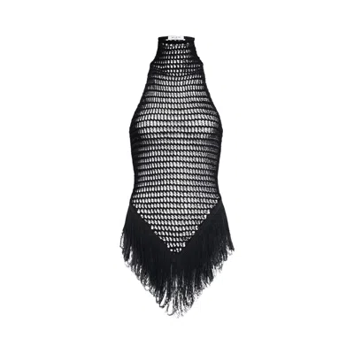 Pre-owned Alaïa Fringe Top 'noir Alaia' | Black | Women's Size 34