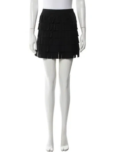 Pre-owned Alaïa Fringe Trim Accent Mini Skirt In Black