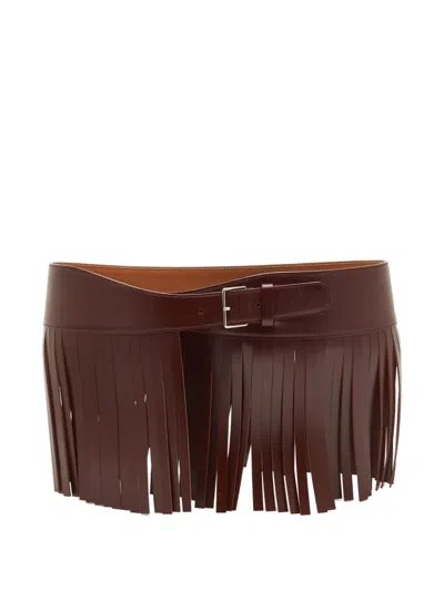 Pre-owned Alaïa Fringe Wide Belt In Red