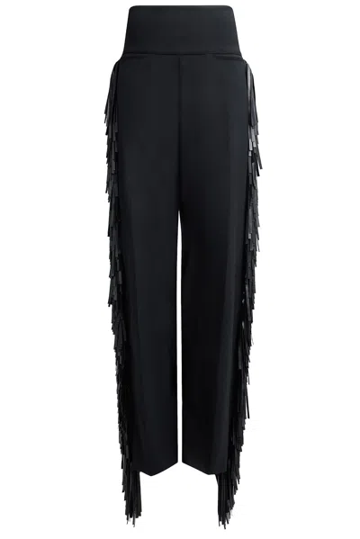 Alaïa Fringe Wide Leg Pant In Black
