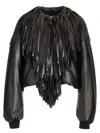 Alaïa Fringed Bomber Jacket Jackets Black In Black