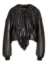 Alaïa Fringed Bomber Jacket Jackets Black In Brown