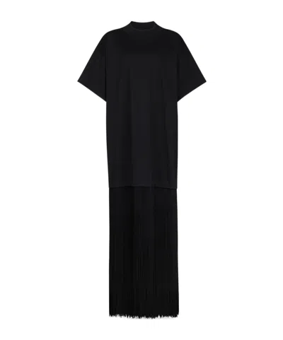 Alaïa Fringed Cotton T-shirt In Black