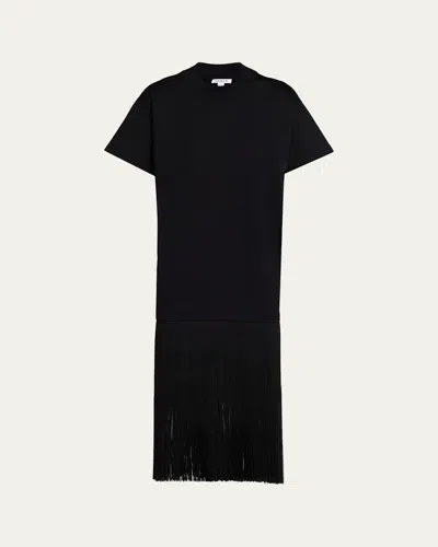 Alaïa Fringed Cotton T-shirt In Black