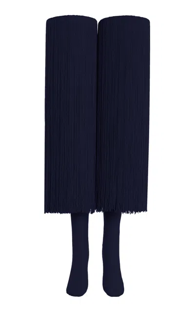 Alaïa Fringed Knit High Socks In Black