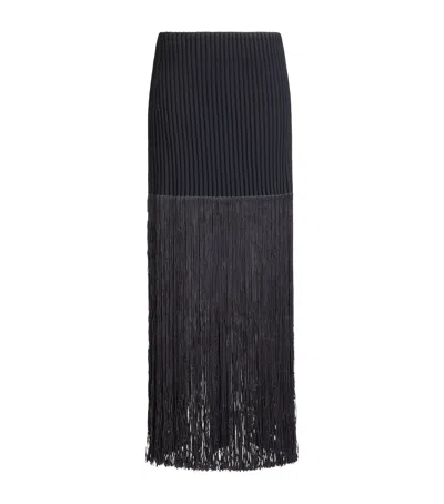 Alaïa Fringed Maxi Skirt In Black