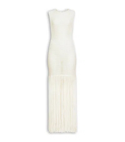 Alaïa Fringed Midi Dress In White