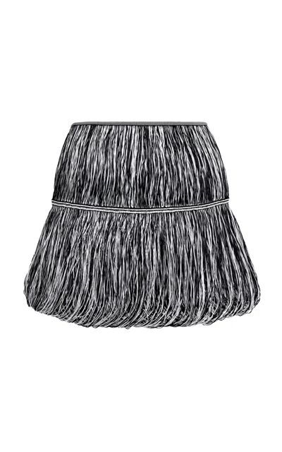 Alaïa Fringes Skirt In Black,white