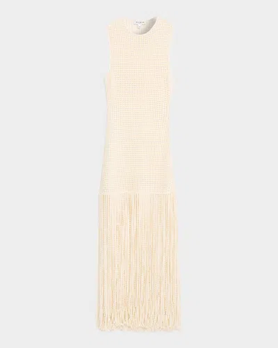 Alaïa Fringed Open-knit Maxi Dress In Neutral
