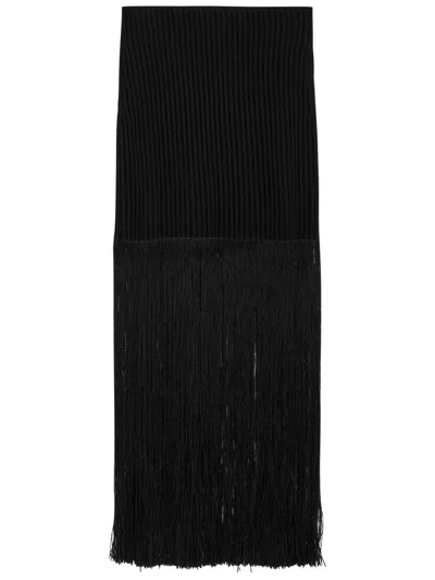 Alaïa Fringed Ribbed-knit Skirt In Black