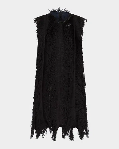 Alaïa Fringed Shift Dress In Black