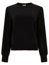 Alaïa Slit Fringe Sleeve Wool Crewneck Sweater