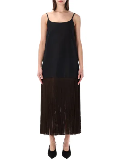 Alaïa Alaia Fringed Slip Dress In Black