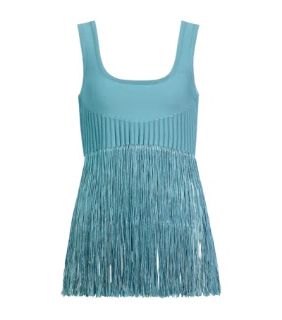 Alaïa Fringed Tank Top In Blue