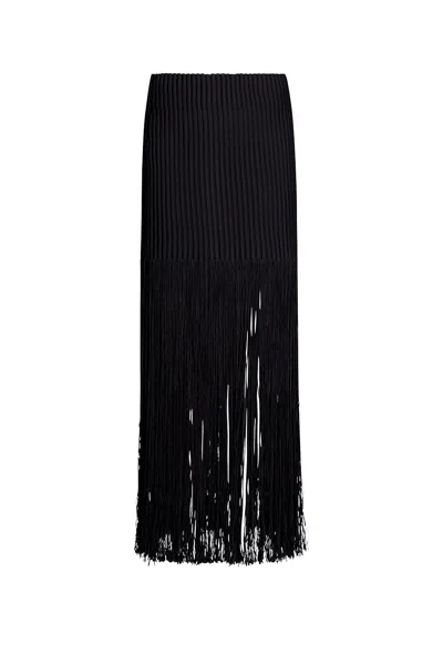 Alaïa Fringed Tube Skirt In Black
