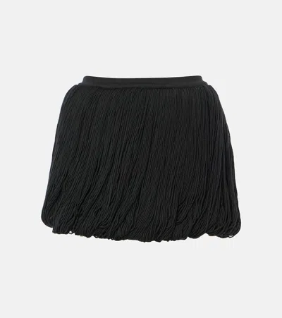 Alaïa Fringed Wool Miniskirt In Black