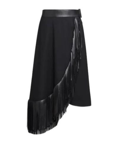 Alaïa Fringed Wool Skirt In Black