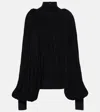 Alaïa Fringed Wool Sweater In Weiss