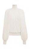 Alaïa Fringed Yarn Knit Merino Wool Top In Ivory