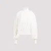 Alaïa Fringed Yarn Knit Merino Wool Top In Blanc Casse