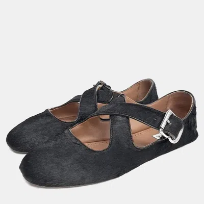 Pre-owned Alaïa Fur Black Flat Shoes 37
