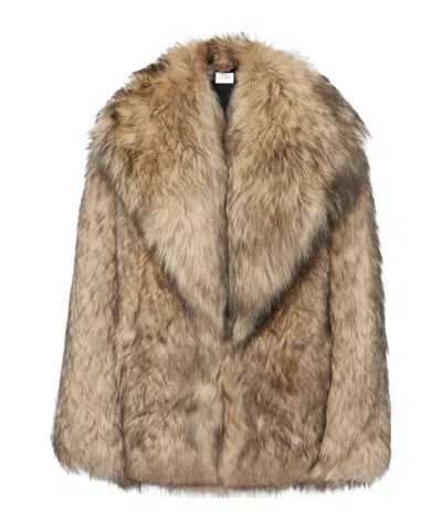Alaïa Fur Coat With Lapel In Brown