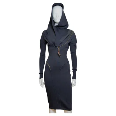Pre-owned Alaïa Alaia F/w 1986 Iconic Zipper Wool Dress In Black