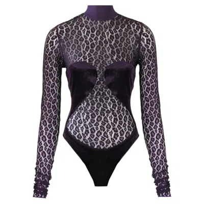 Pre-owned Alaïa Alaia F/w 1991 Iconic Runway Bodysuit In Plum Naomi Campbell  In Black