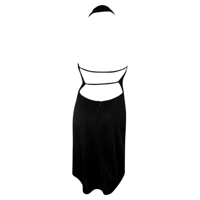 Pre-owned Alaïa F/w 2001 Azzedine  Black Knit Backless Strap Bodycon Halter Mini Dress L