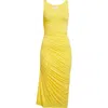 Alaïa Asymmetrical Gathered Jersey Maxi Dress In Yellow