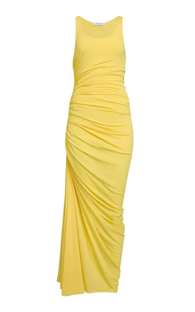 Alaïa Gathered Jersey Maxi Dress