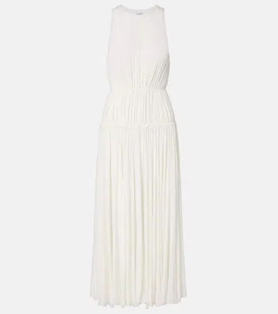 Alaïa Gathered Jersey Maxi Dress In White