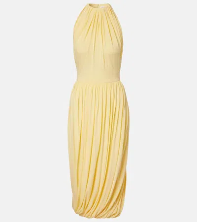 Alaïa Gathered Jersey Midi Dress In Yellow