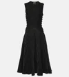 Alaïa Gathered Midi Dress In Noir Alaia