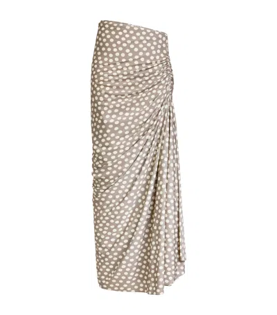 Alaïa Gathered Polka-dot Maxi Skirt In Brown