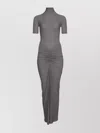 Alaïa Gathered Waist High Neck Maxi Dress