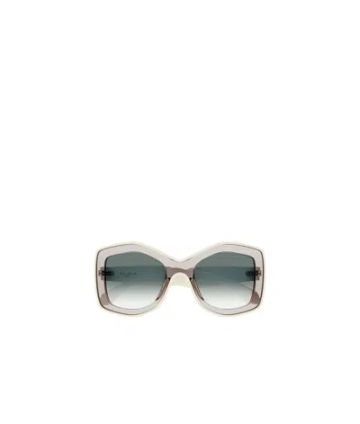 Alaïa Geometric Frame Sunglasses In White