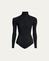 Alaïa Womens Alaia Second Skin Rhinestone Woven-blend Body In Noir Alaia