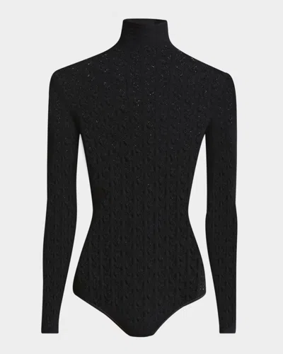 ALAÏA GEOMETRIC LACE HIGH-NECK BODYSUIT