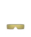 Alaïa Aa0083s Rectangular Shield Sunglasses With Translucent Temples In Green