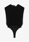 Alaïa Georgette Bodysuit Top In Black