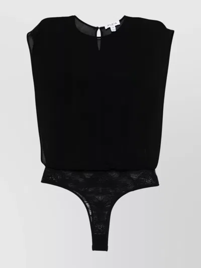 Alaïa Georgette Bodysuit Top Lace Detail In Black