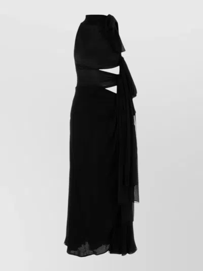 Alaïa Georgette Maxi Dress One Shoulder Cutout In Black