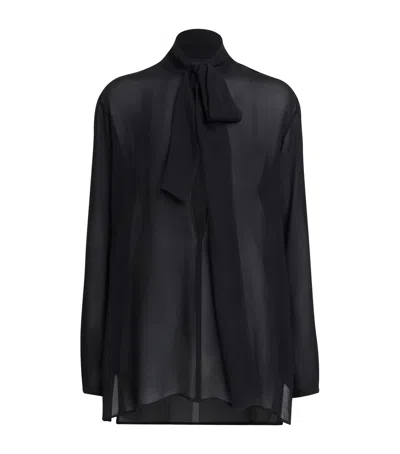 Alaïa Georgette Pussybow Blouse In Black