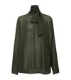 Alaïa Georgette Pussybow Blouse In Green