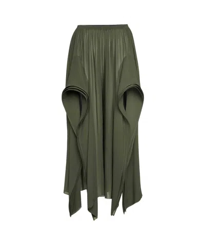 Alaïa Georgette Ruffle Pants In Green
