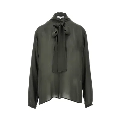 Alaïa Georgette Shirt With Lavalliere Collar In Green