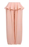 Alaïa Georgette Tapered Peplum Pants In Pink