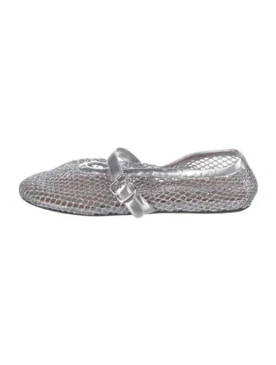 Pre-owned Alaïa Glitter Patterned Mary Jane Flats In Silver