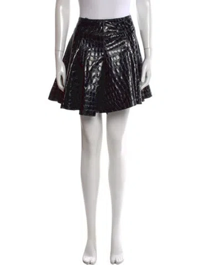 Pre-owned Alaïa Goat Leather Mini Skirt In Black
